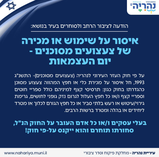 איסור שימוש או מכירה של צעצועים מסוכנים- יום העצמאות