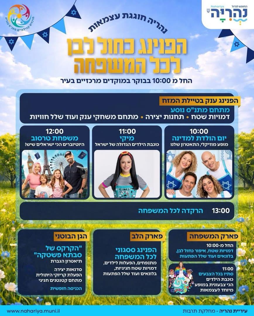 נהריה חוגגת עצמאות – הפנינג כחול לבן לכל המשפחה!